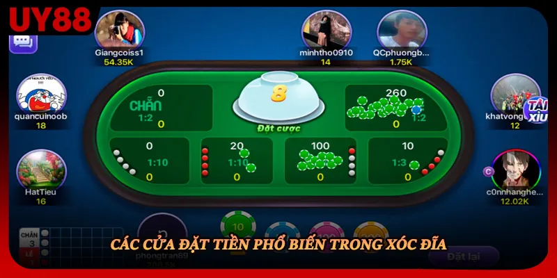 Các cửa đặt tiền phổ biến trong xóc đĩa 