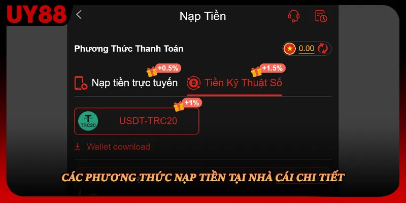 Các phương thức nạp tiền tại nhà cái chi tiết
